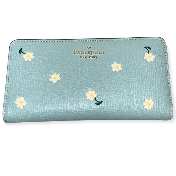 ♠️ kate spade Embroidered Lea Daisy Floral Large Slim Bifold Wallet, Aphrodite - Picture 14 of 14